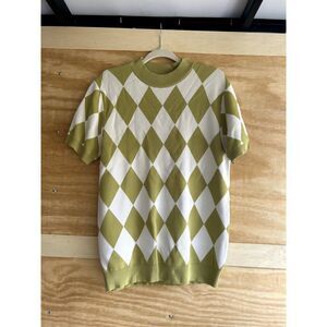 Paul Jones Knit Sweater Light Green Diamond Pattern Mens Size Medium NWT